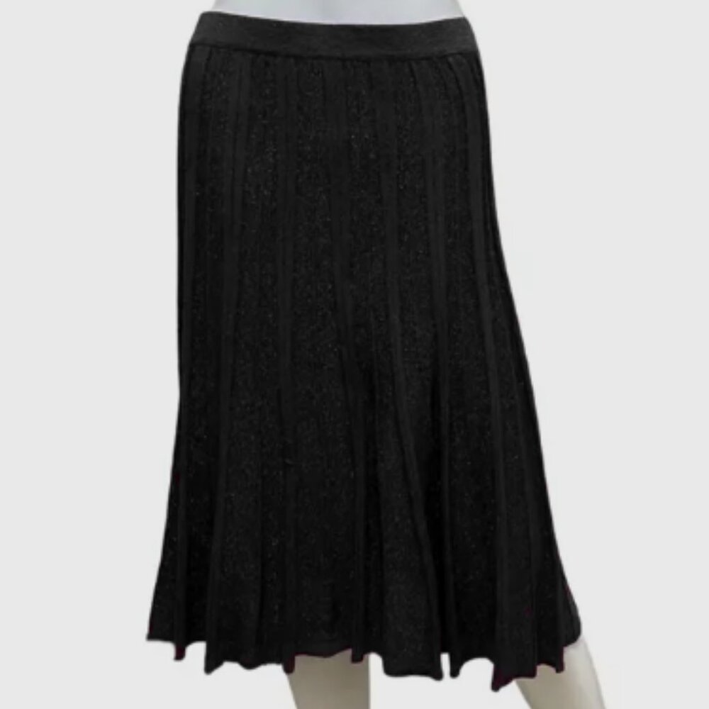 Whimsigoth Rayon Ribbed A-Line Circle Skirt - Black Swing Silhouette - Small 🖤